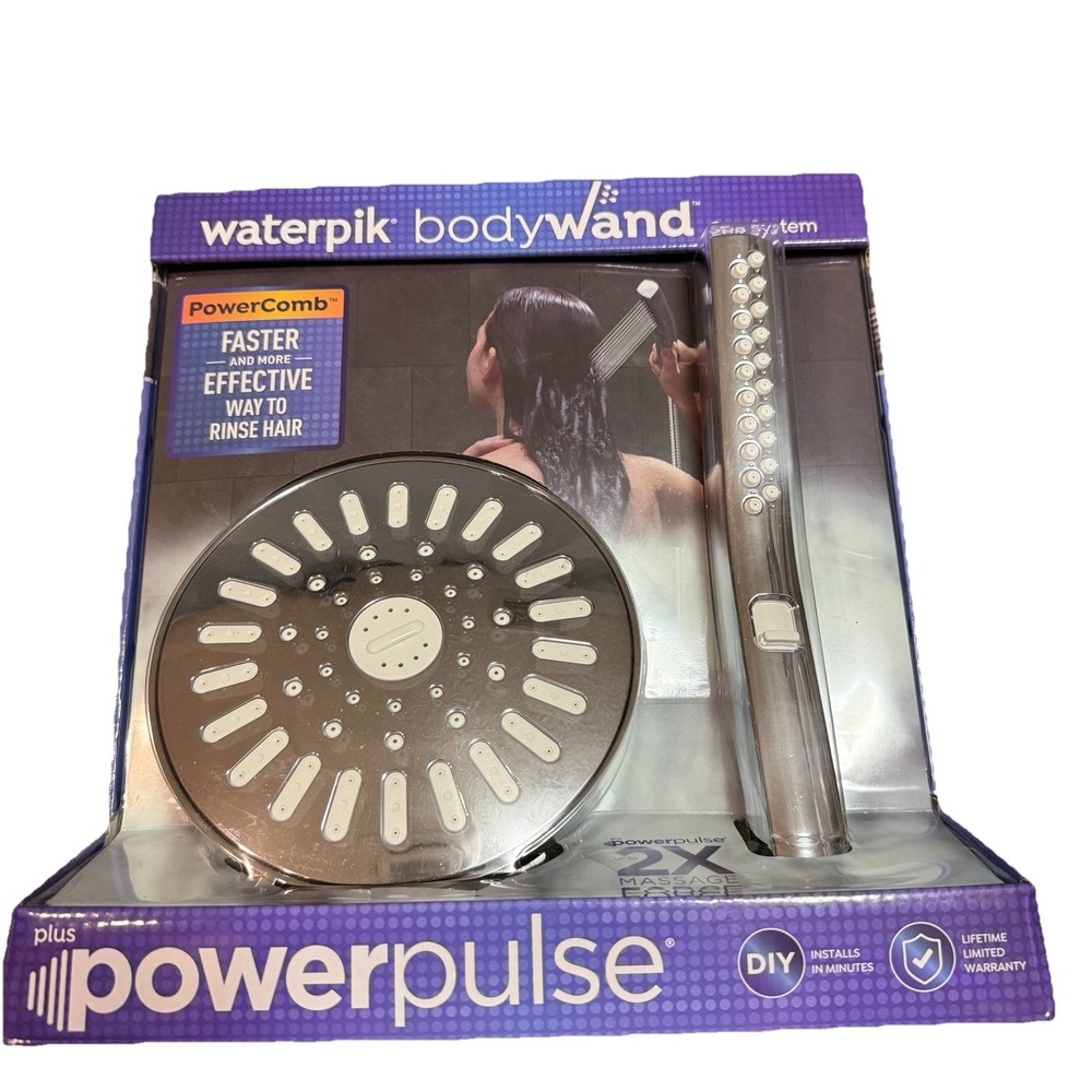 Waterpik Body Wand Spa System 3 Handheld & 4 Fixed Head Spray Modes 8ft Hose
